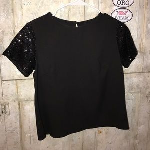 Poppy lux sparkly sleeved navy top